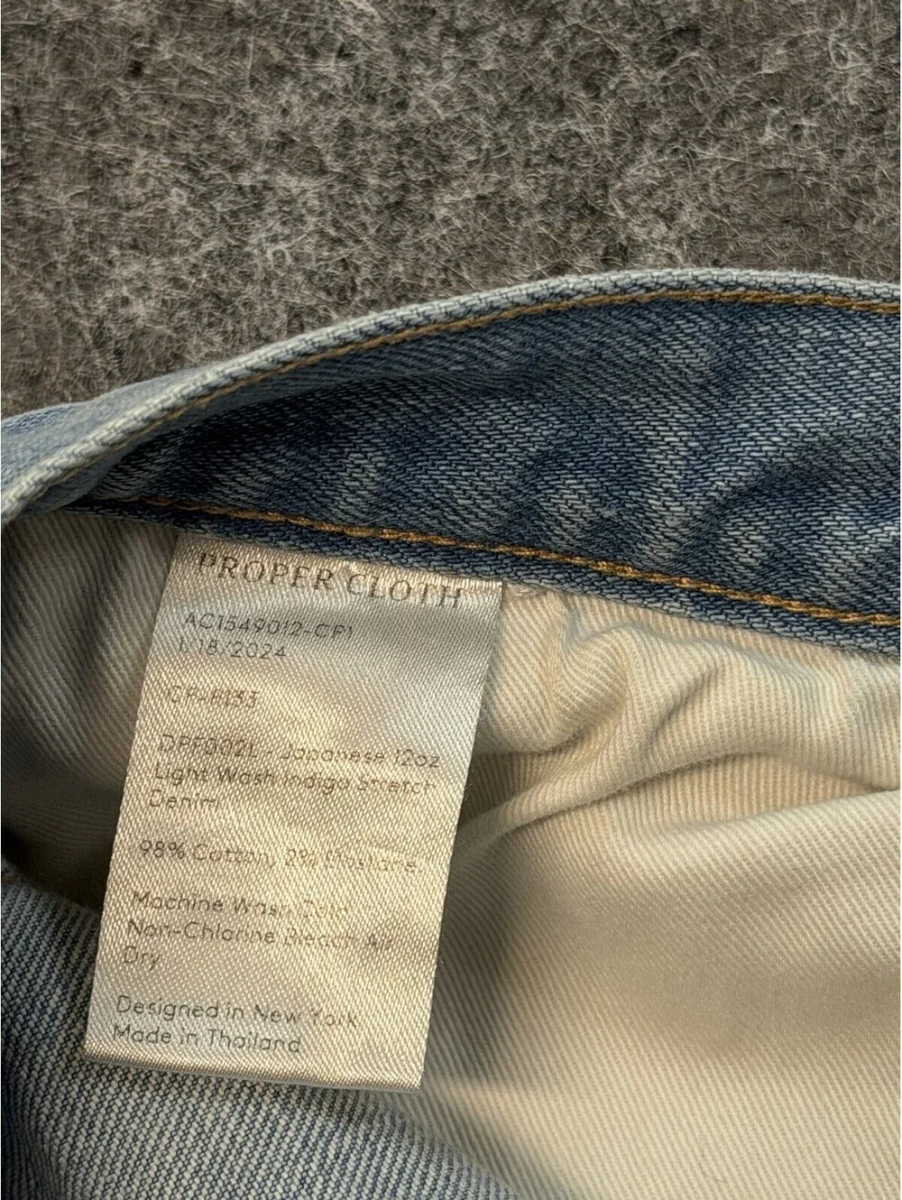 Proper Cloth Summer Casual Men’s Light Wash Blue Jeans Stretch Denim 34x26